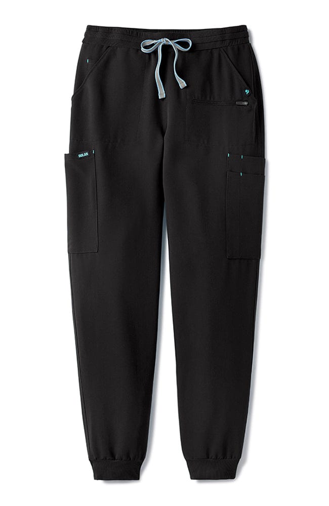 Flatlay photo of high waisted Hope 11 Pocket Jogger scrub pant in Black