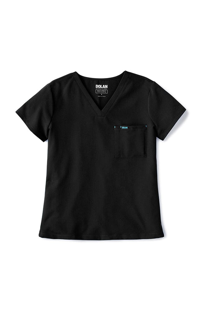 Mayfair V Neck 2-Pocket CORE Scrub Top Black - DOLAN